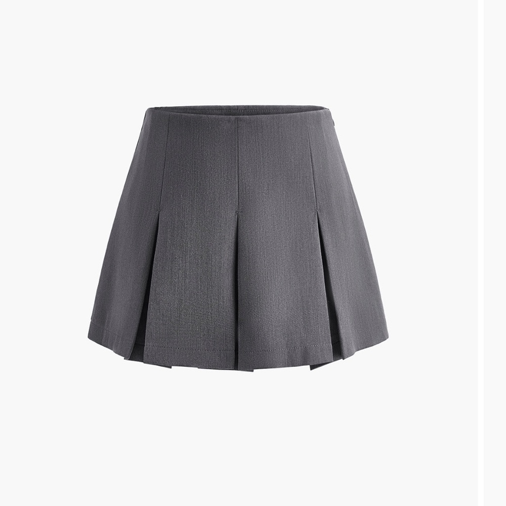 Commense Charcoal Pleated Mini Skirt